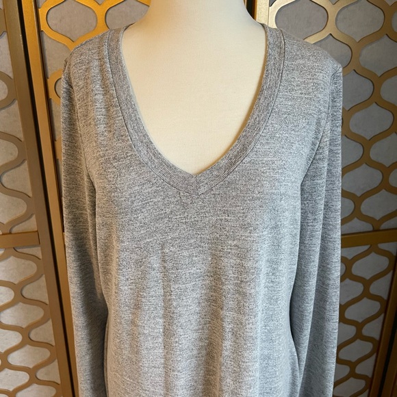 Grey V-Neck Sweater Dress - Picture 2 of 10